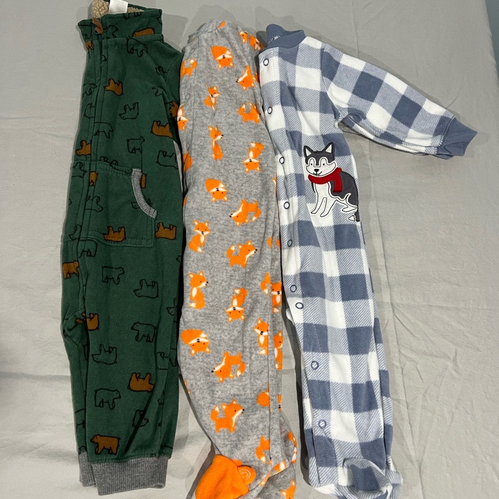 Carters Baby 9 Month Outfit and Sleeper Lot, Fleece, Snap, Zip, Fox, Moose, Bear